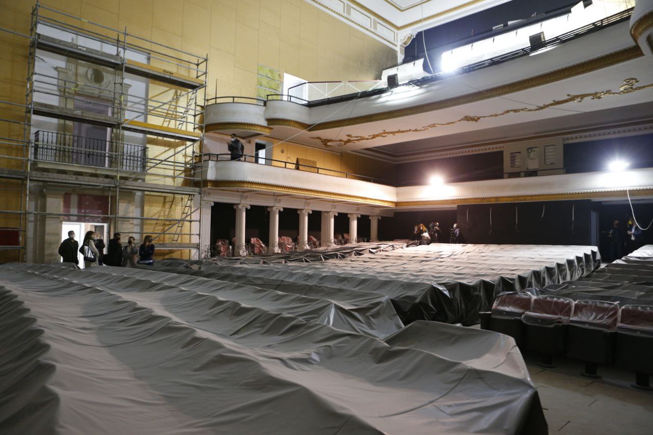 Visita a les obres de reforma del Teatre Principal d'Inca.
