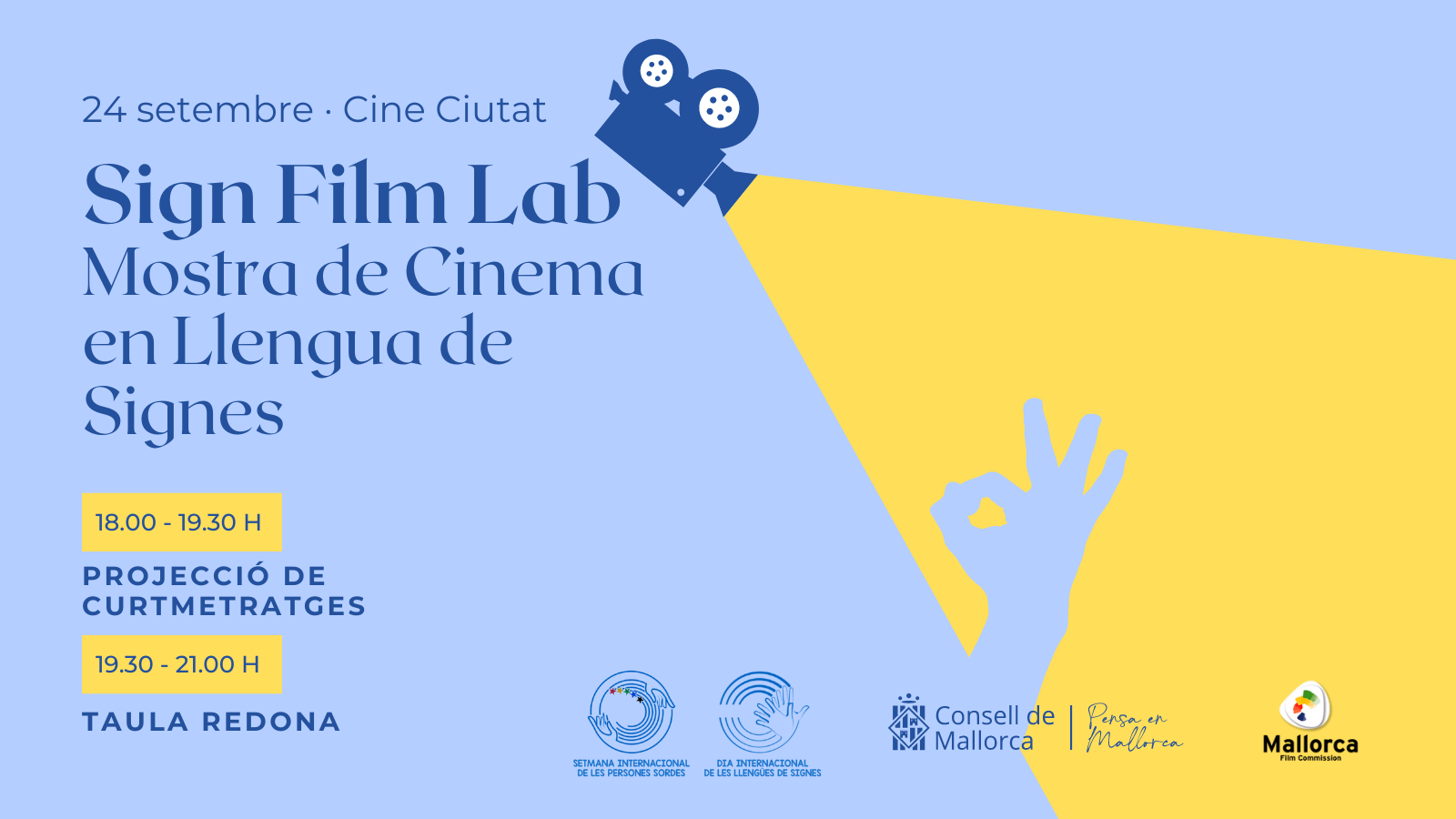 Cartell de la Mostra de Cinema en Llengua de signes: Sign Film Lab.