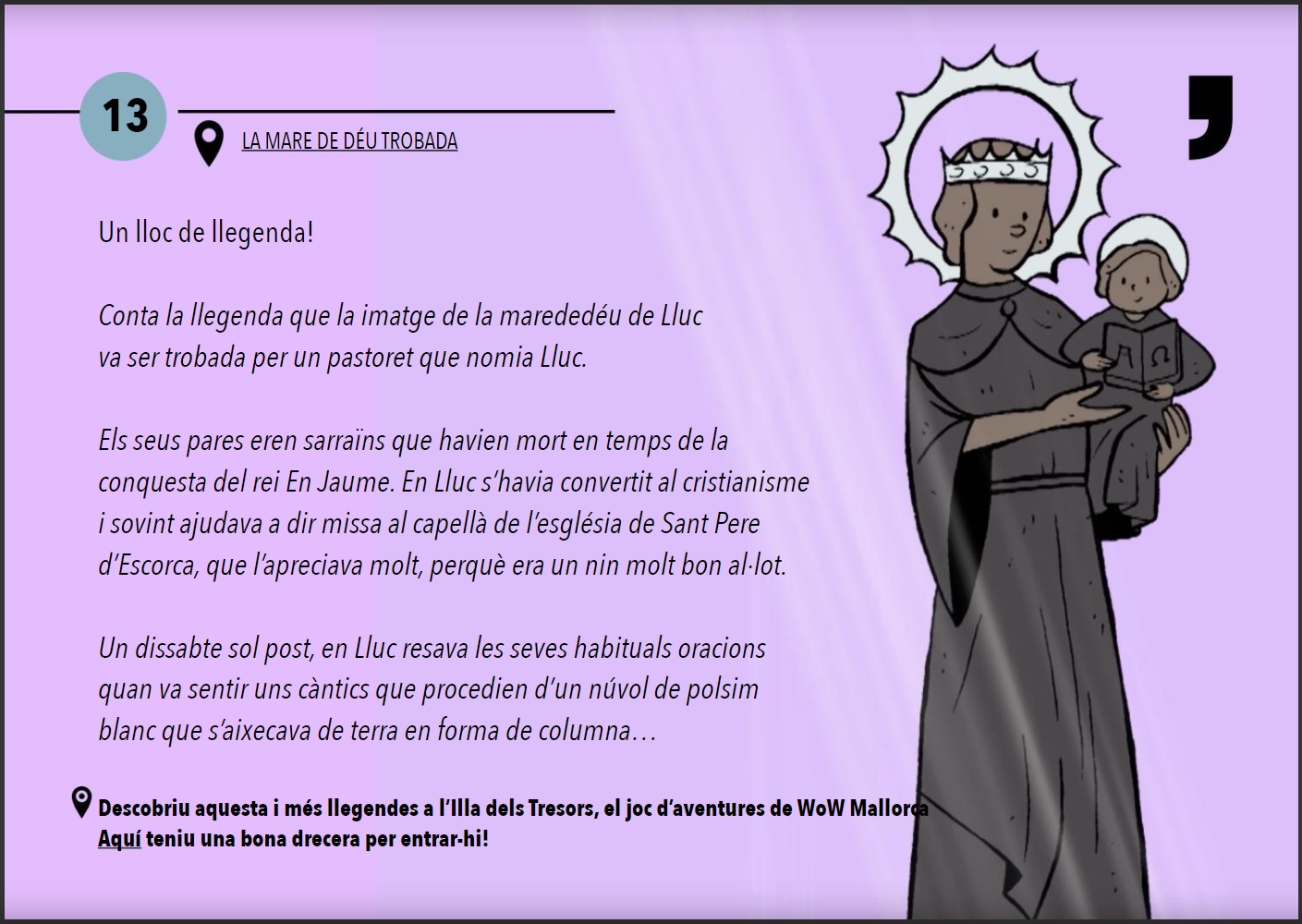 Imatge de la presentació de les rutes WOW que fa referència a Lluc 