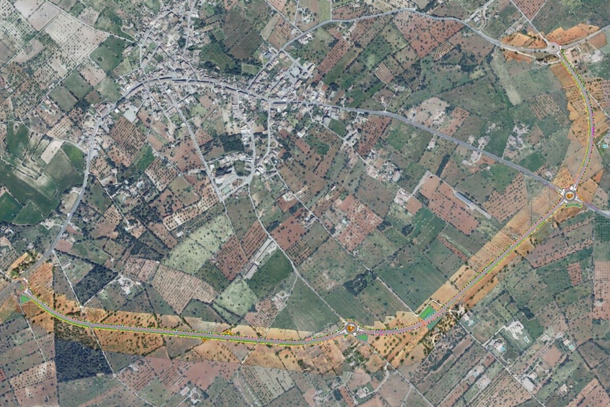 Plano de la variante de s'Alqueria Blanca.