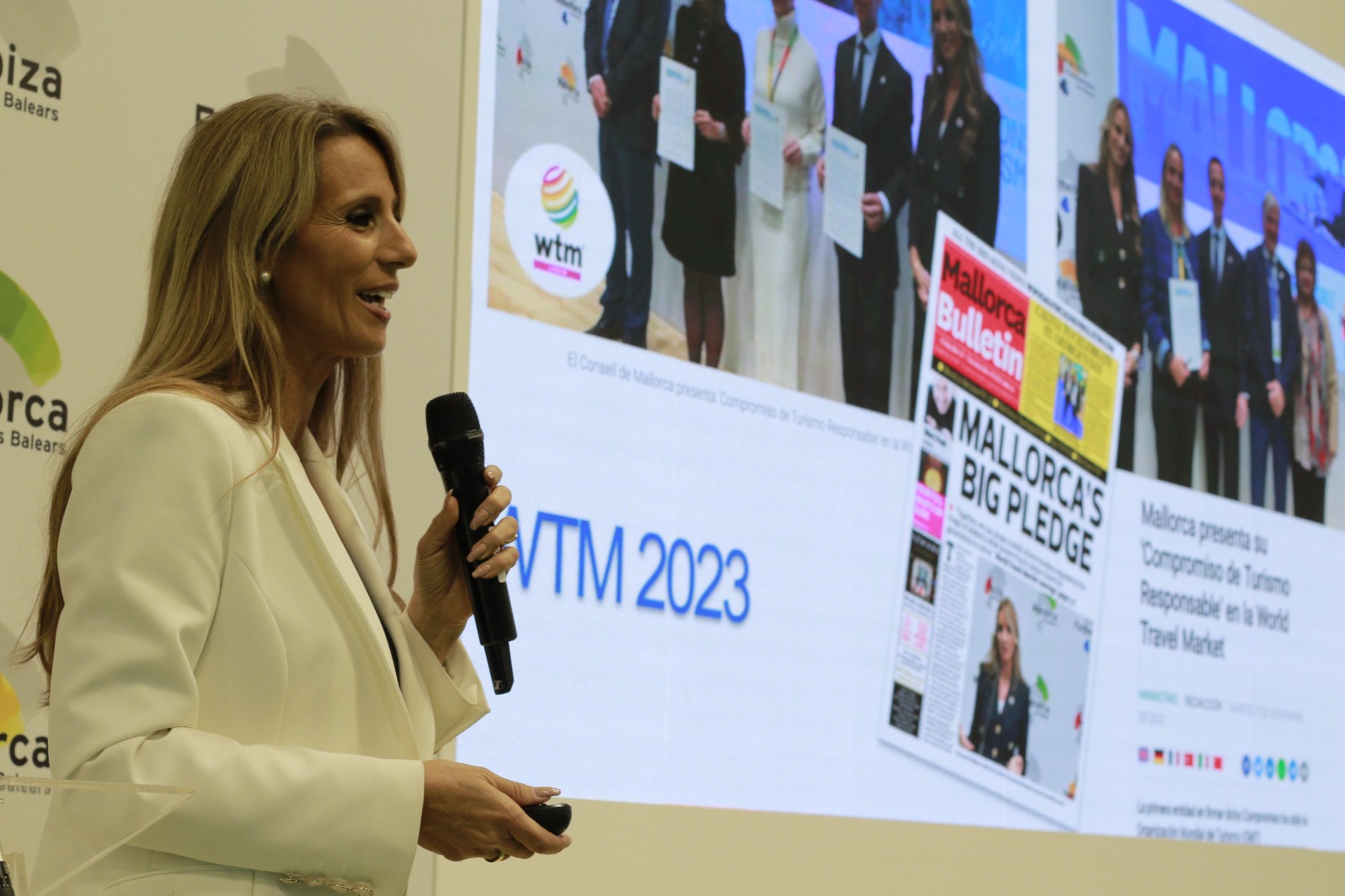 La directora insular de Turismo para la Demanda y la Hospitalitat, Susanna Sciacovelli, durante su presentació en la World Travel Market de Londres.