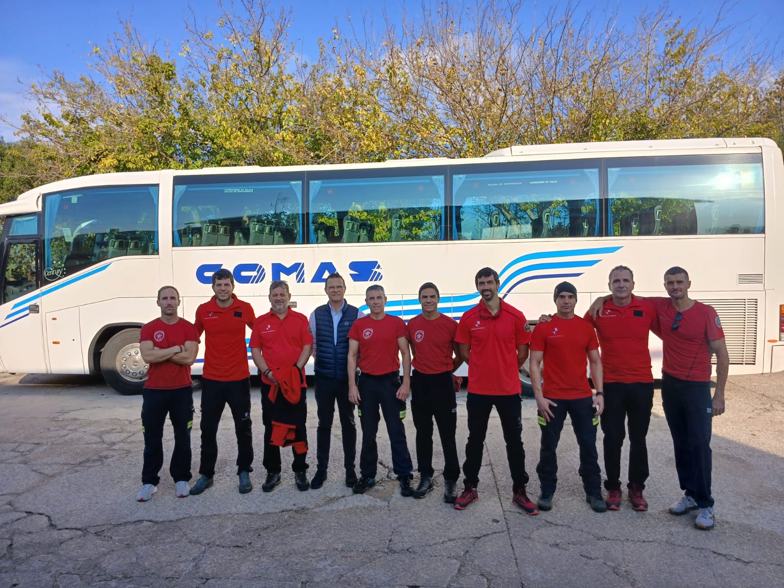 El nuevo destacamento de Bomberos de Mallorca que sale hacia Valencia.