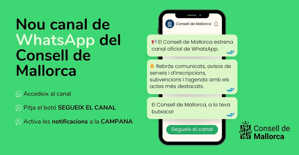 Nuevo canal WhatsApp del Consell de Mallorca.