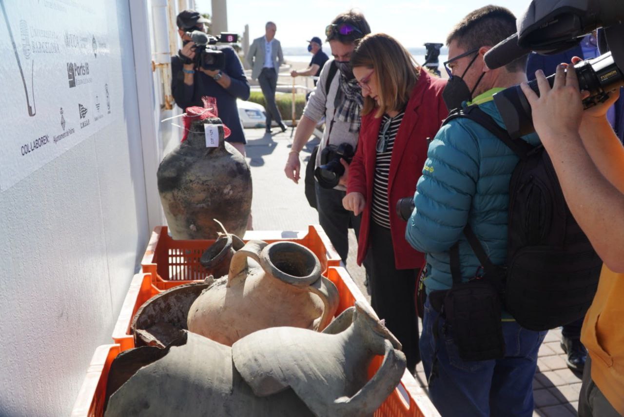 Momento de la rueda de prensa de presentación de los resultados de la excavación en el derelicto de ses Fontanelles.