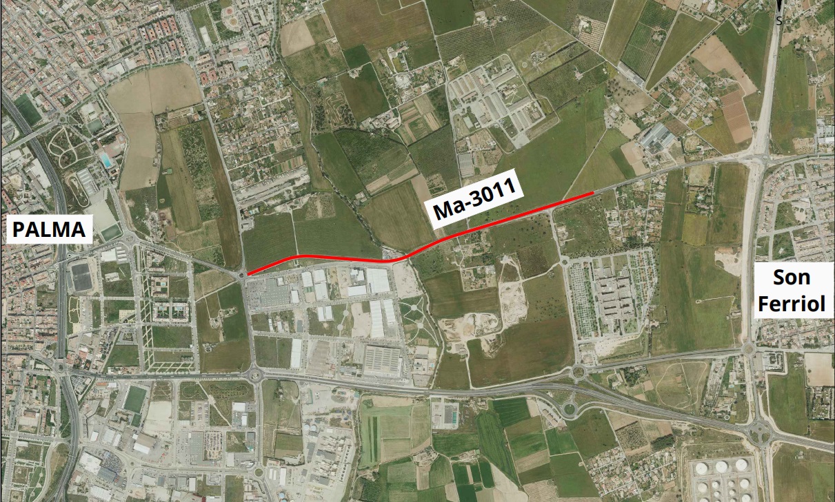 Plànol per on passarà el nou vial cívic i s'eliminarà el punt negre de la carretera de Sineu.