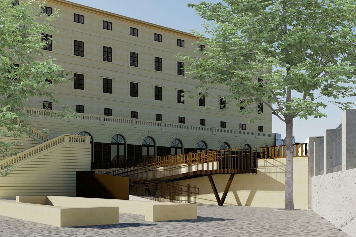 Recreació de la terrassa de l'antic dipòsit de l'arxiu general.