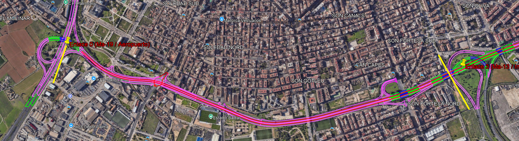 Plànol de la via de cintura on es pot veure on es duran a terme les prospeccions.