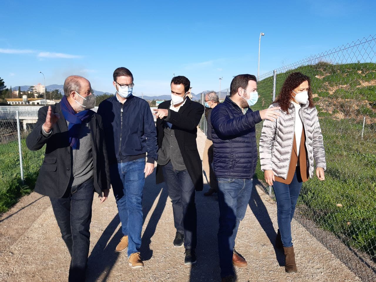 El conseller de Mobilitat i Infraestructures, Iván Sevillano, la presidenta del Consell de Mallorca, Catalina Cladera, el batle de l’Ajuntament de Palma, José Hila i el batle de l’Ajuntament de Marratxí, Miquel Cabot
