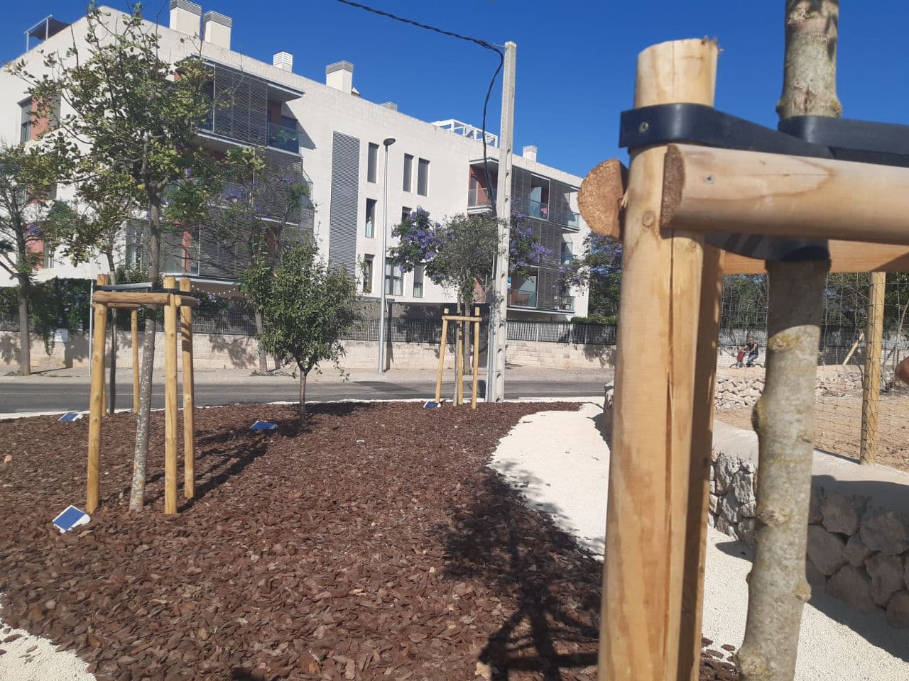 La via ciclable disposa de 4 metres d’ample lliure per a la circulació no motoritzada i fa 480 metres de longitud. Un parterre amb més de 40 arbres i un segon enjardinat amb més de 500 espècies arbustives separen la zona reservada per als vianants i bicicletes de la calçada.