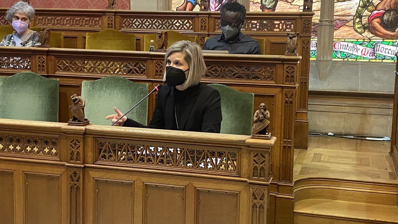 La presidenta de l'IMAS i consellera de Drets Socials, Sofia Alonso, durant la seva intervenció al Ple